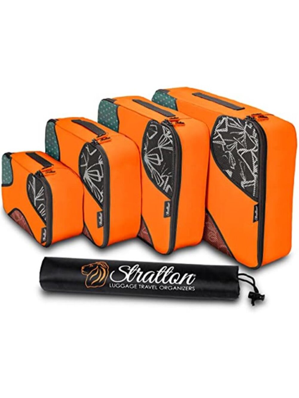 5 Set Packing Cubes Travel Luggage Organizers Laundry Bag Mandarin Orange Nylon